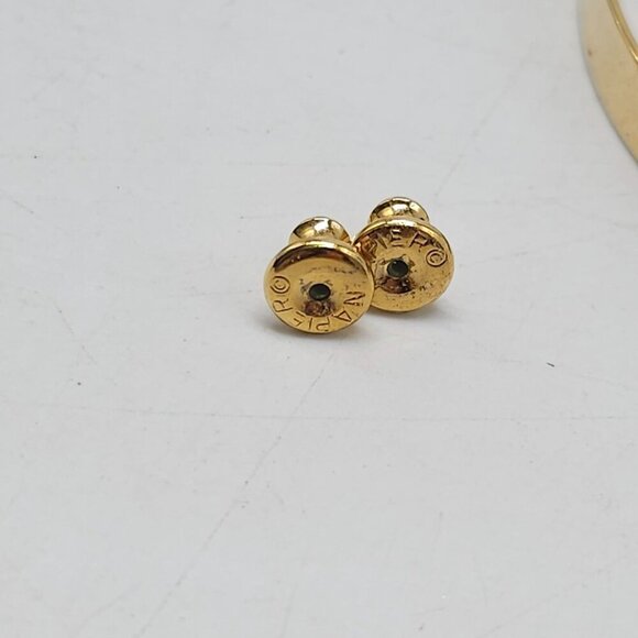 Gold Tone Napier Double Loop Drop Earrings With Stud Back Closure - Picture 4 of 5